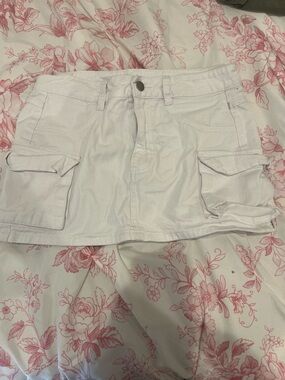 SHEIN White Cargo Mini Skirt